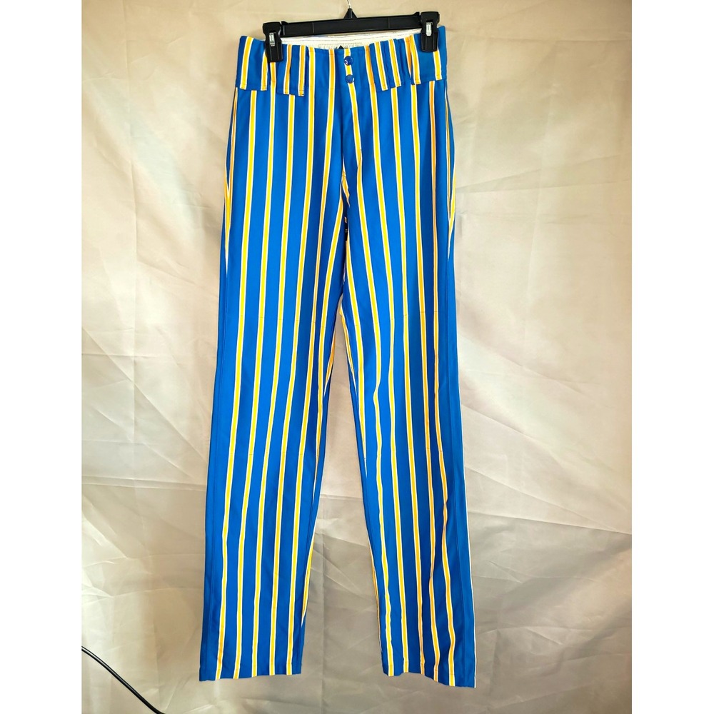 Boombah Men's Striped Baseball/Softball Pants Blue Yellow White W30 Long